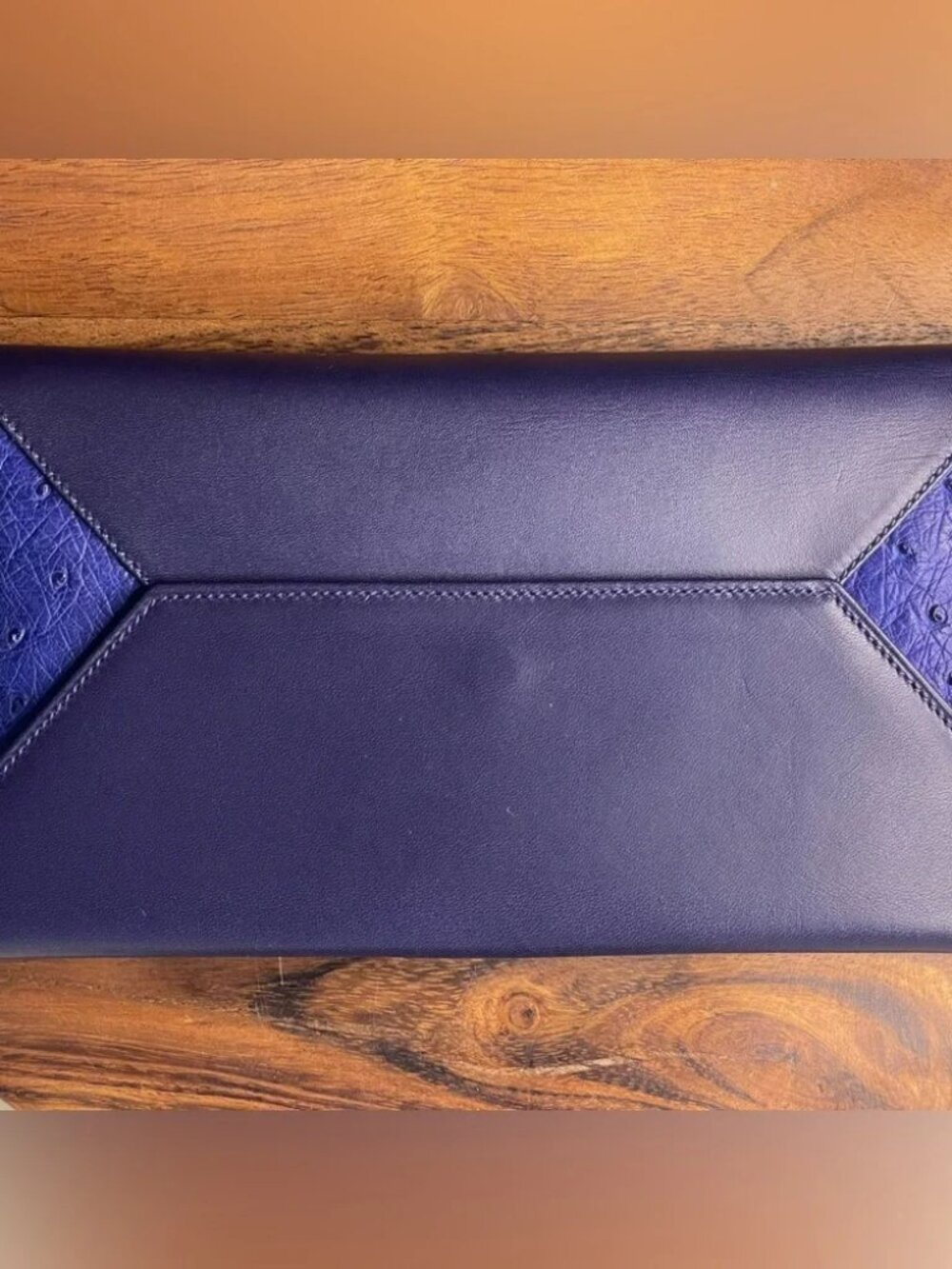 🦄🦄 GUCCI Navy Blue & Royal Ostrich Leather Wallet w/Box 🦄🦄 Pristine Conditio - Picture 5 of 11